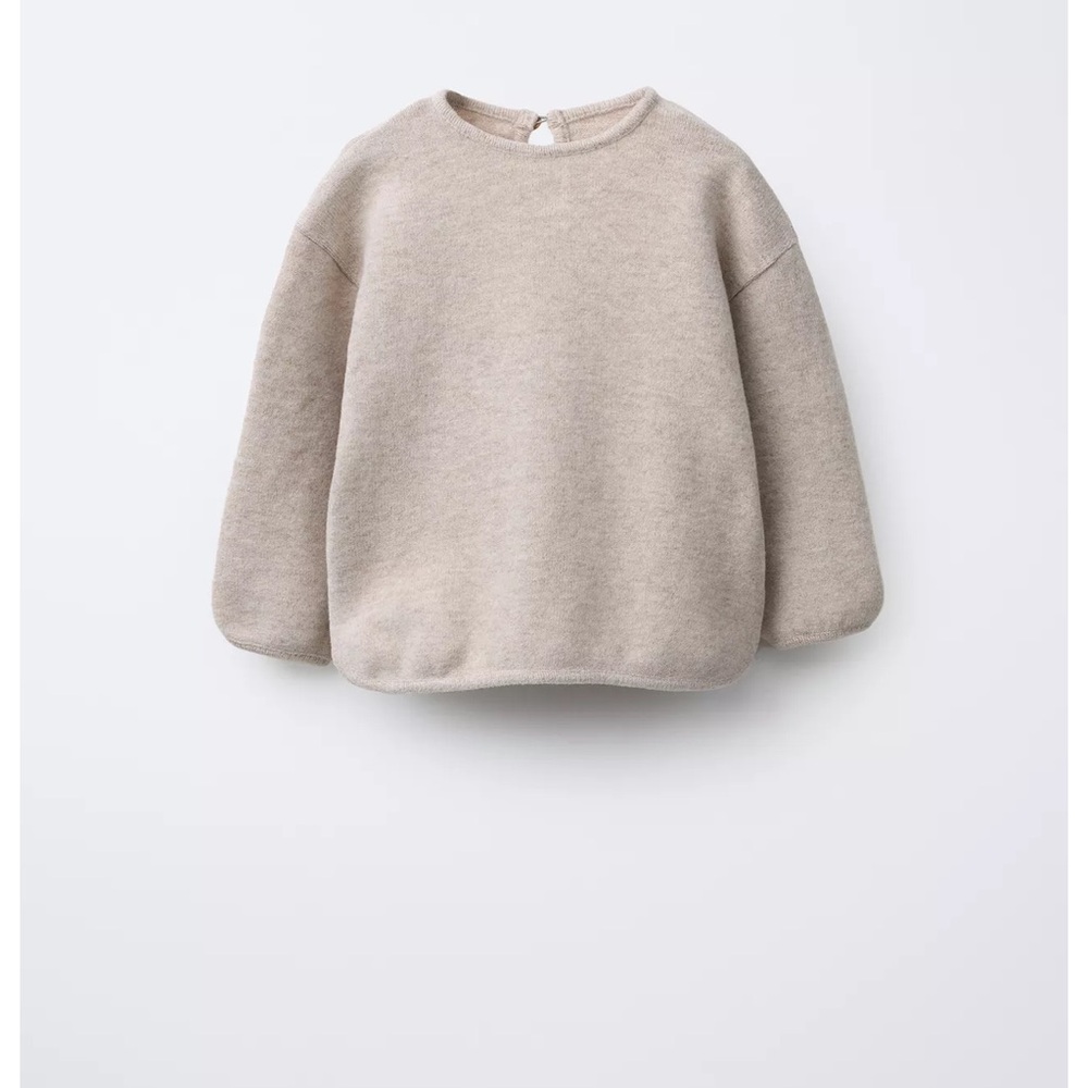 Zara Cozy Crewneck Sweater in Light Beige! NWOT IN GRAY! 6-9m